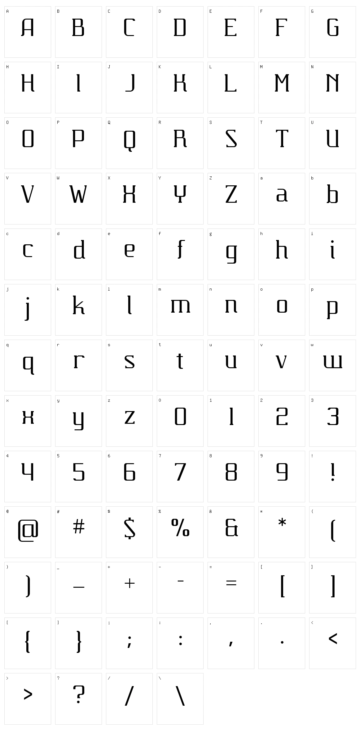 Carbona Character Set