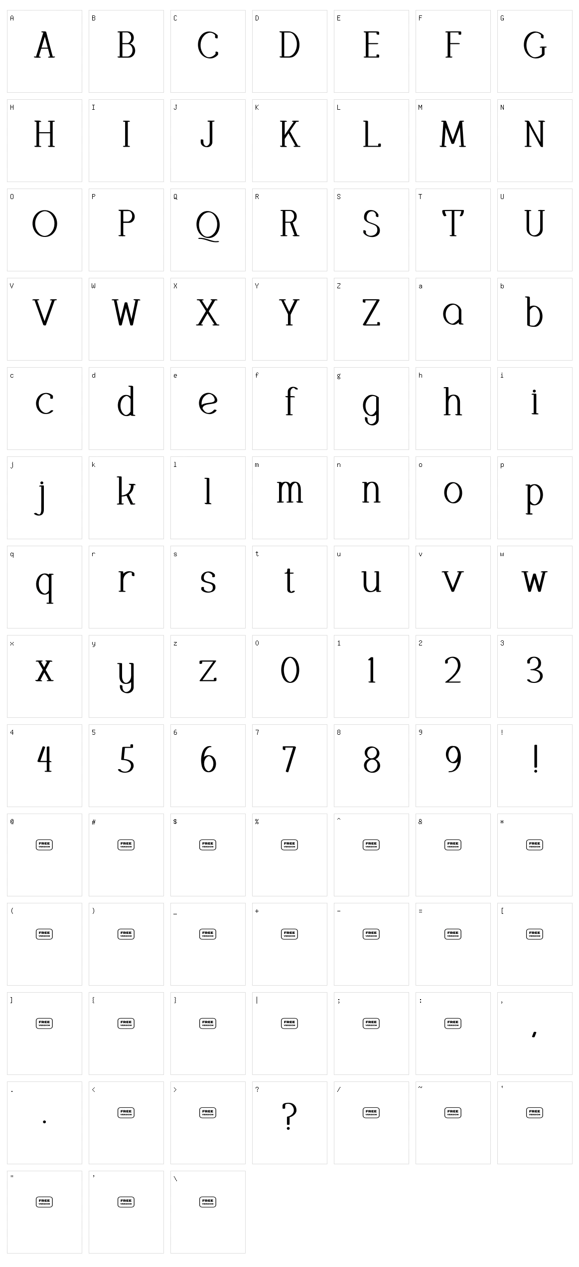 Carisyn Character Set