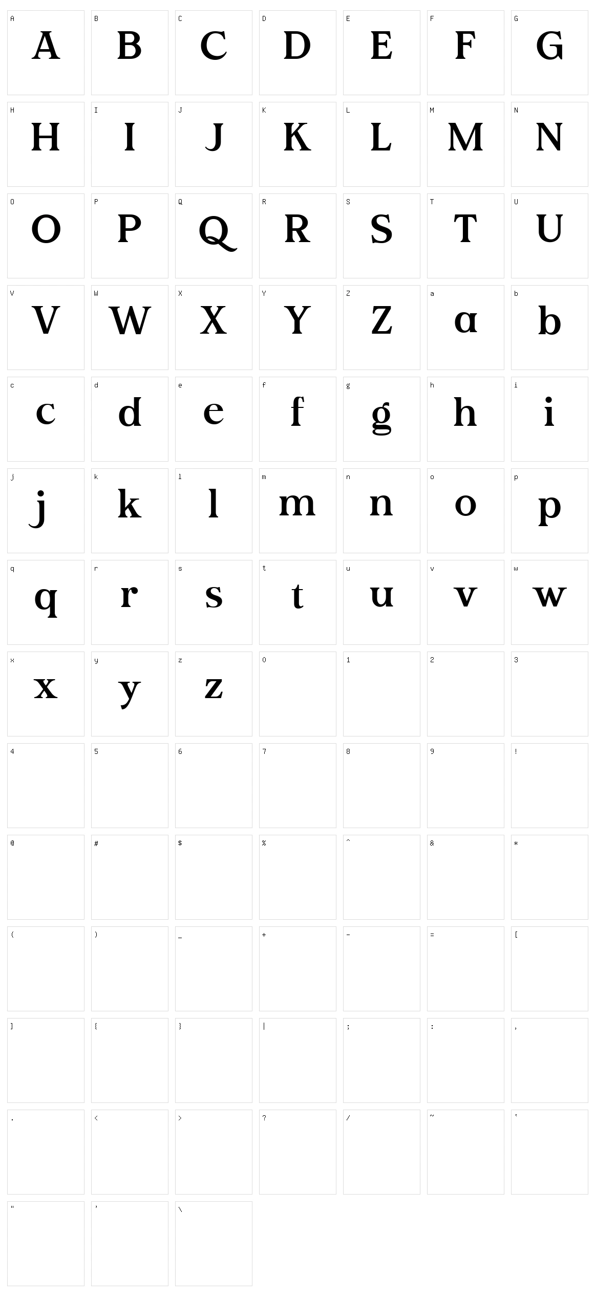 Carte Blanche Character Set