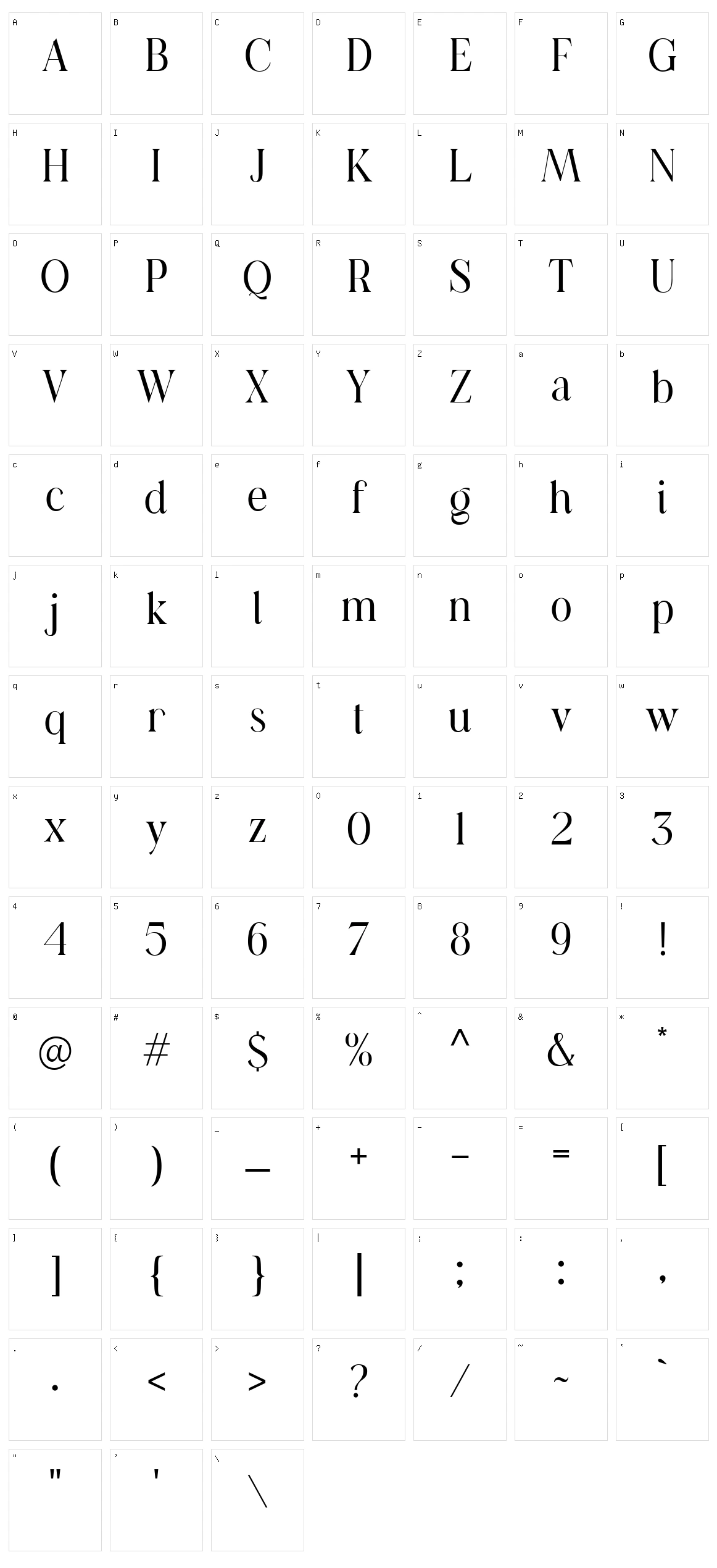 Casanova Character Set