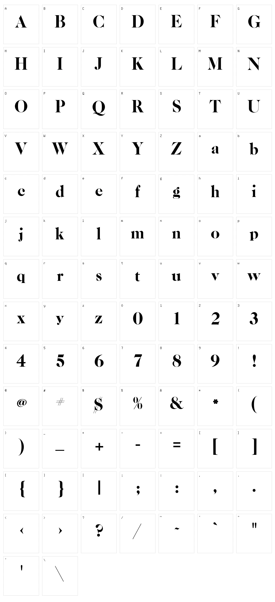 Caslon CP Character Set