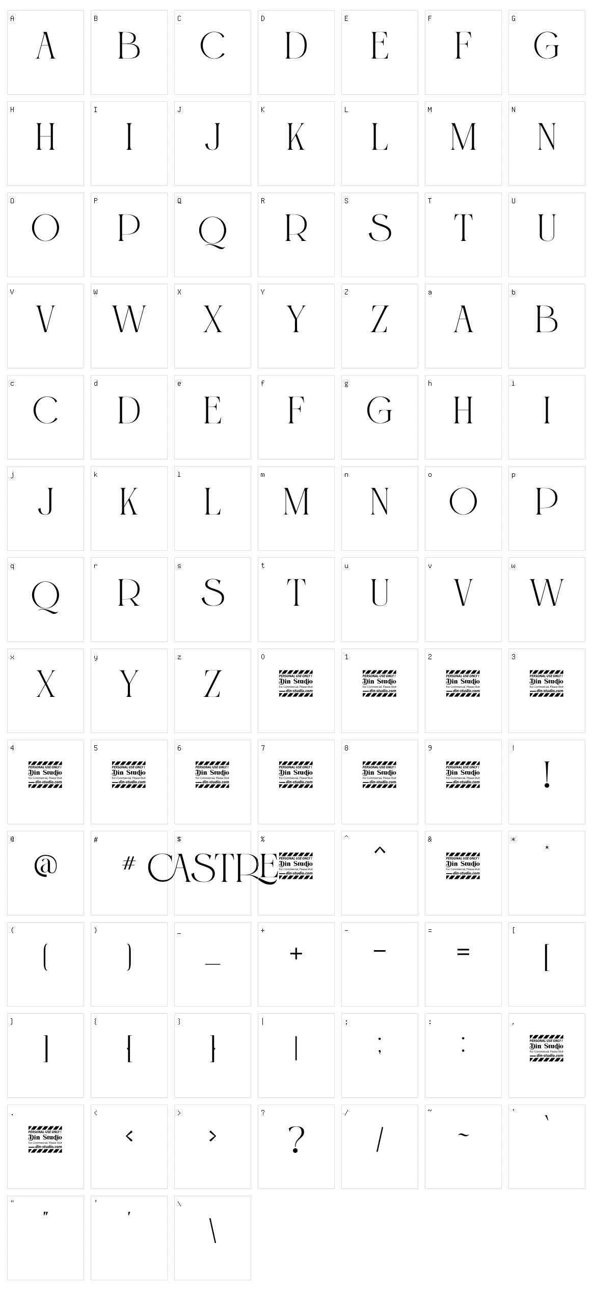 Castre Character Set