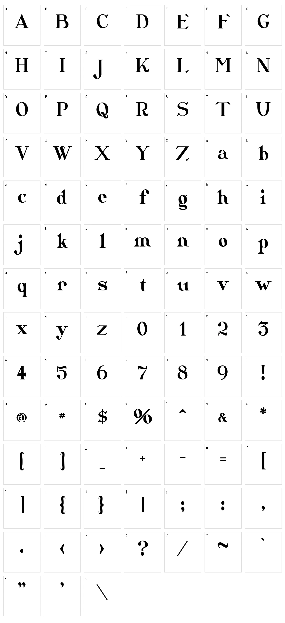 CatShop Character Set