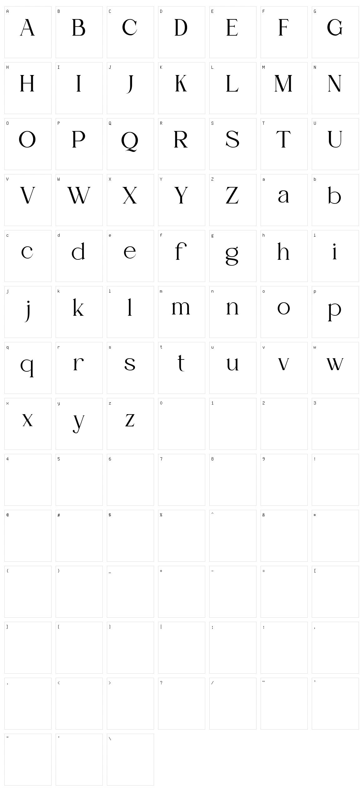 Cherie Character Set