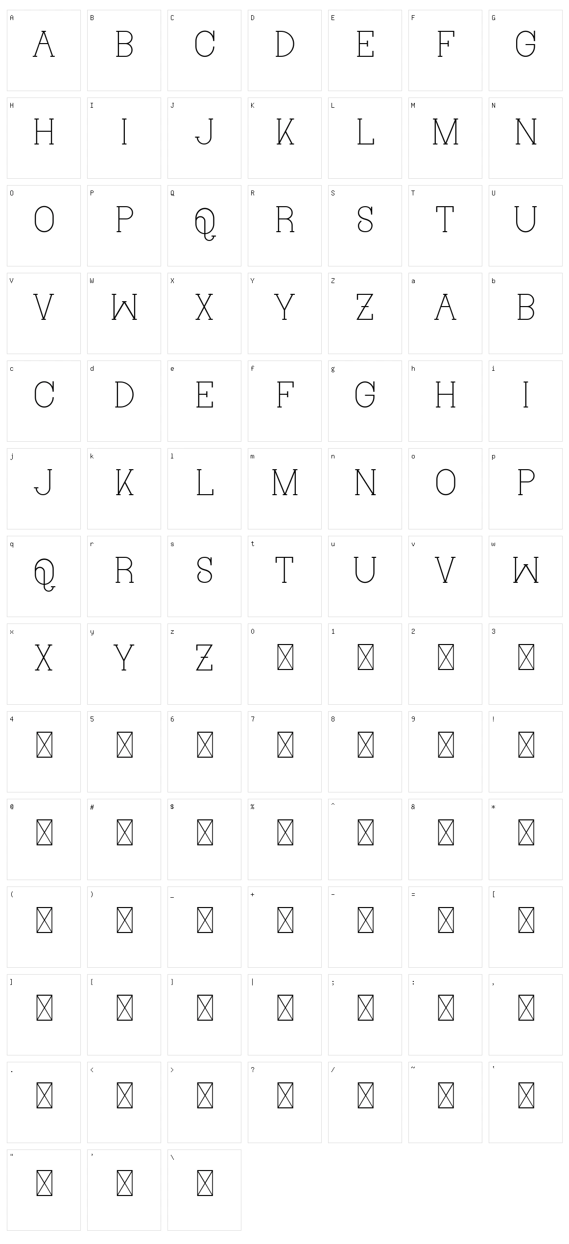 Cherol Serif Character Set