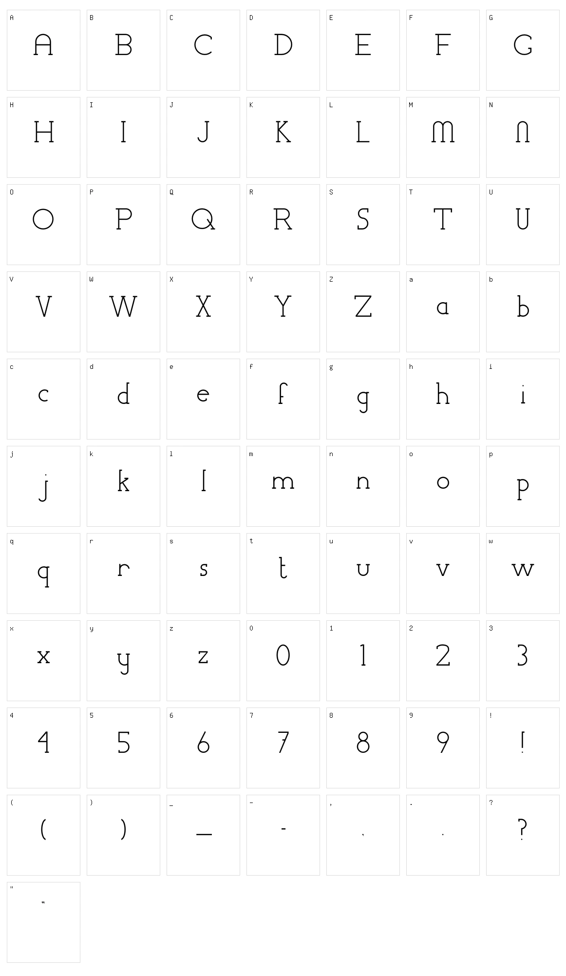 Chremsel Serif Character Set