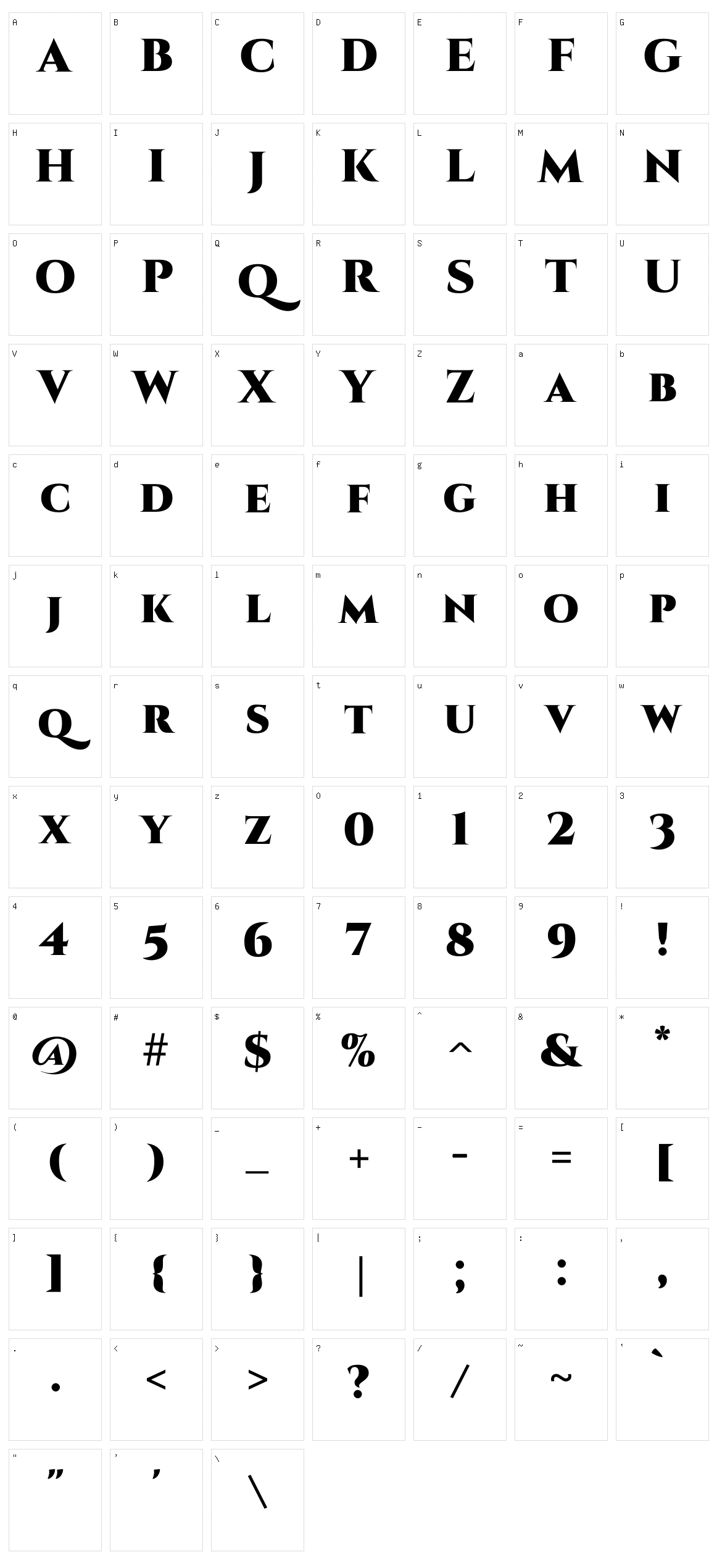 Cinzel Character Set