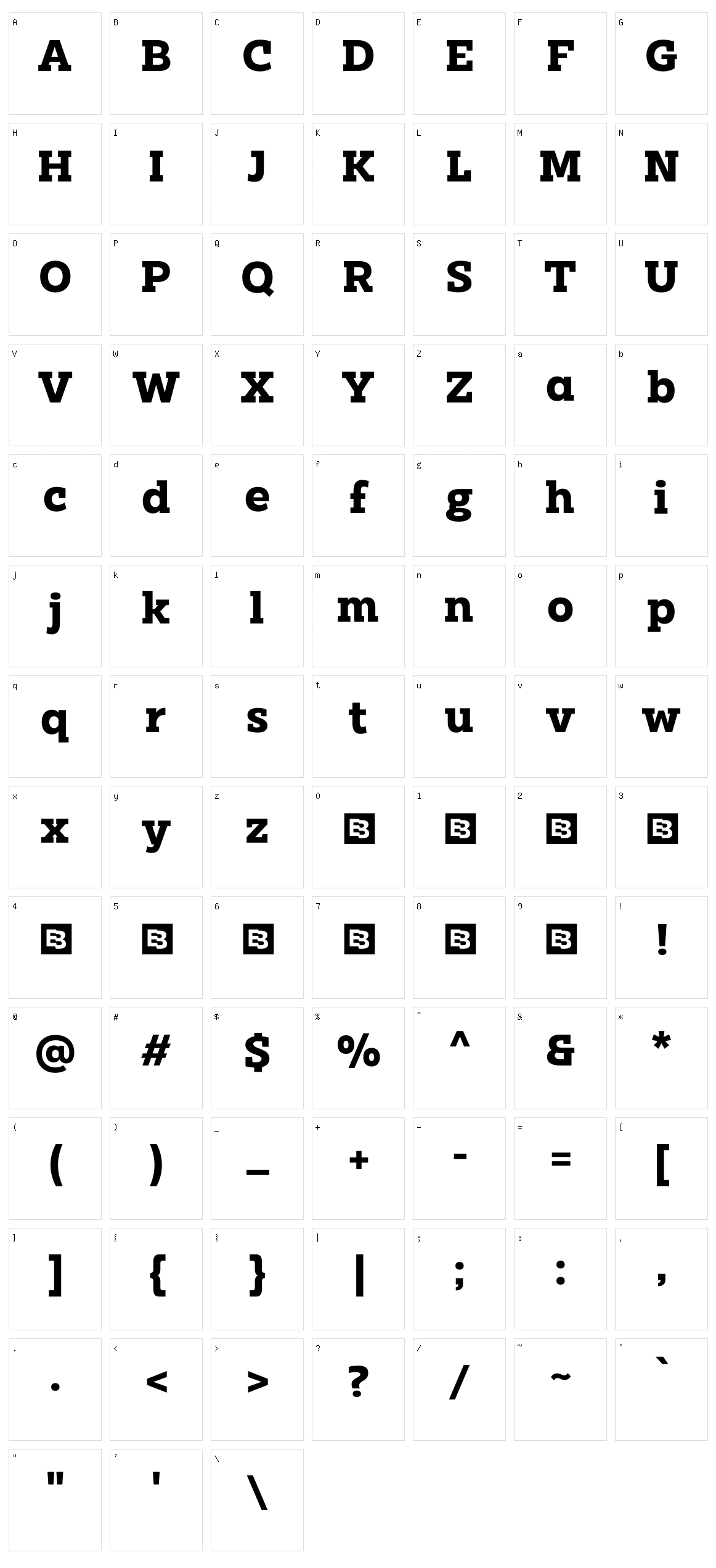 Clab Character Set