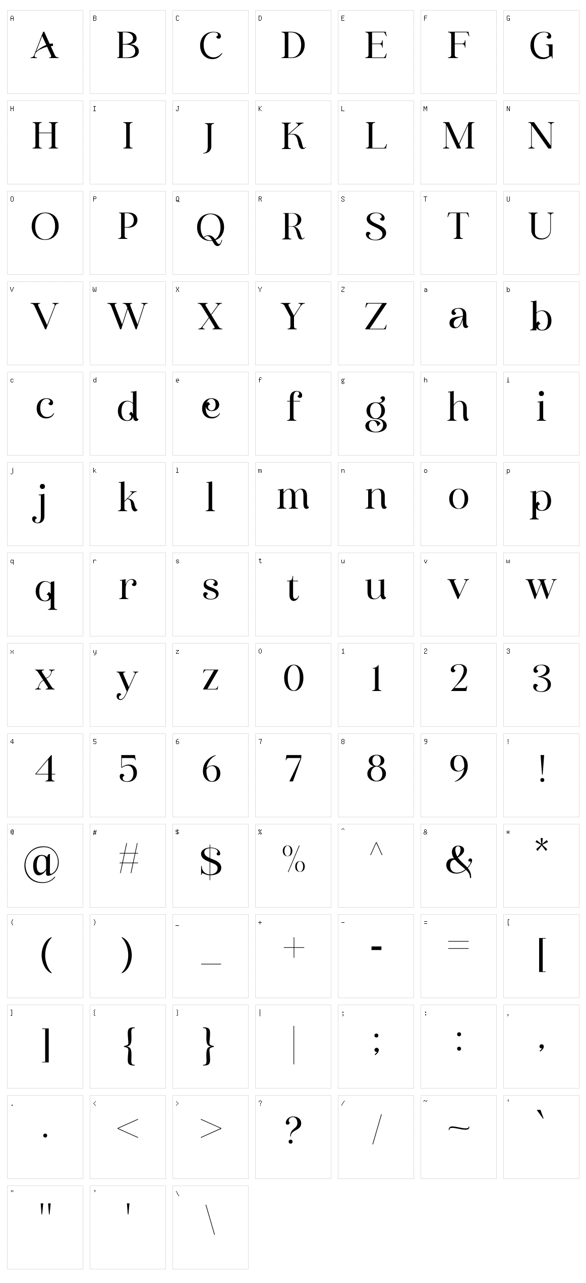 Clarine Character Set