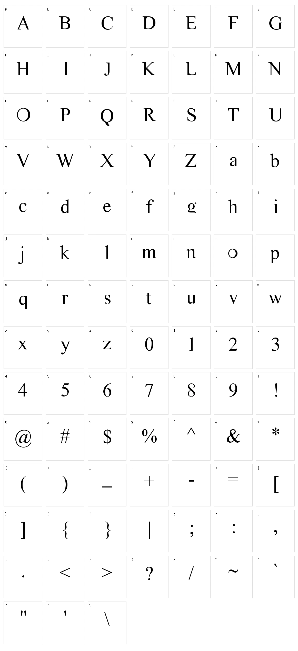 CM Tiempo Character Set