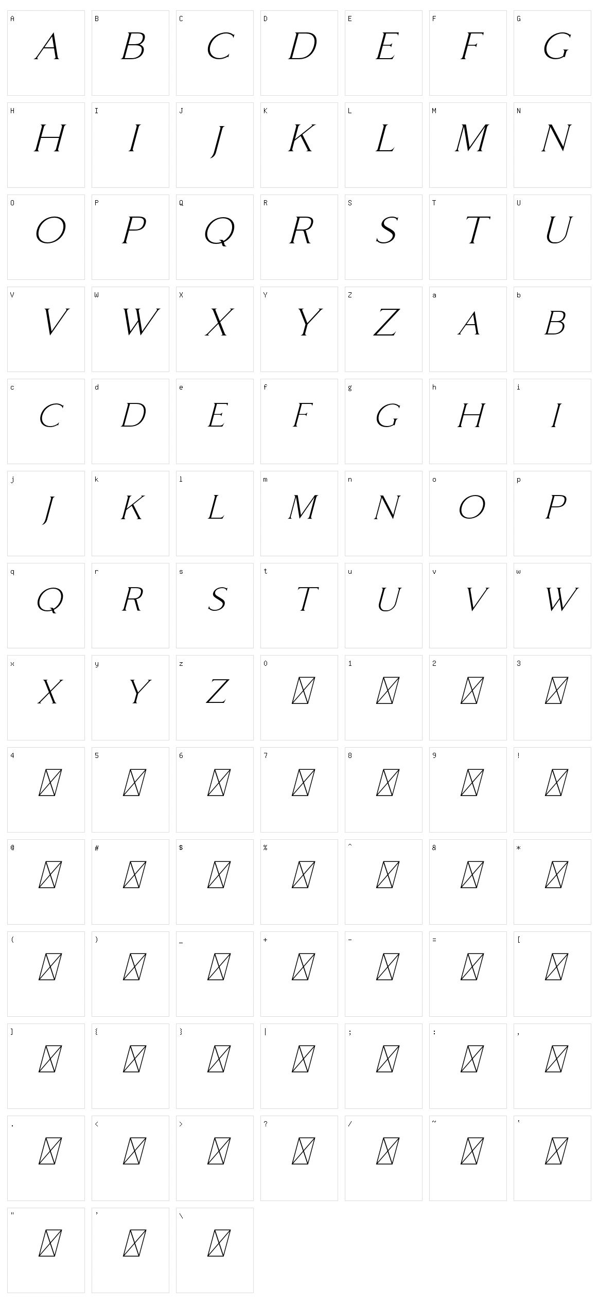 Coldiac Character Set