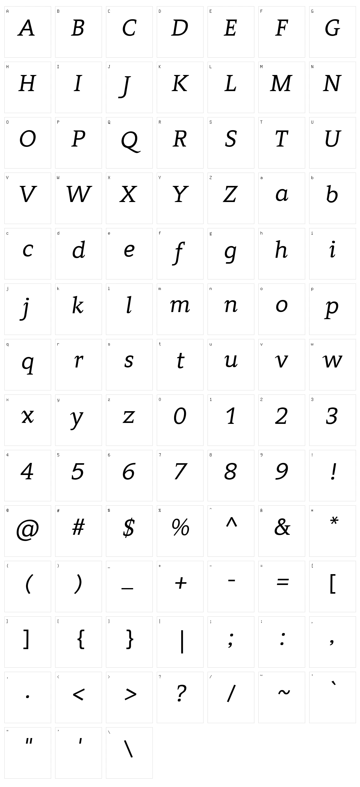 Contra Character Set