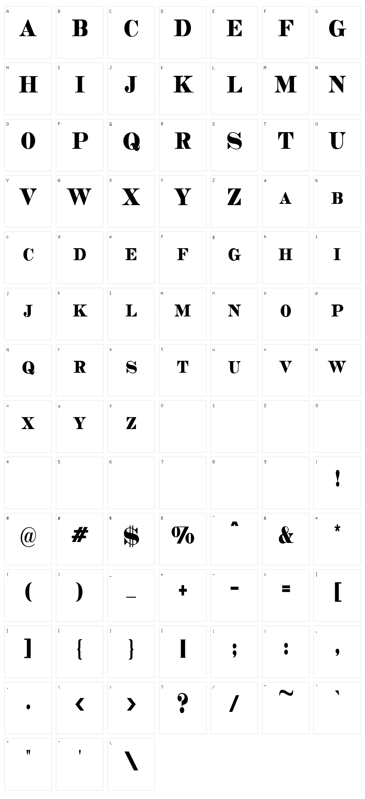 Copperhead Condensed Character Set