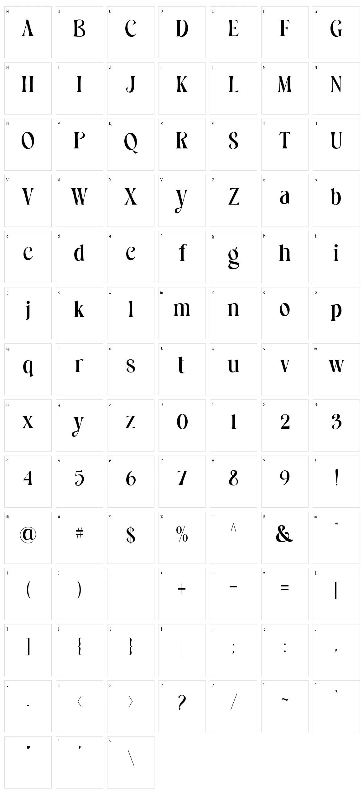 Costa Nova Character Set