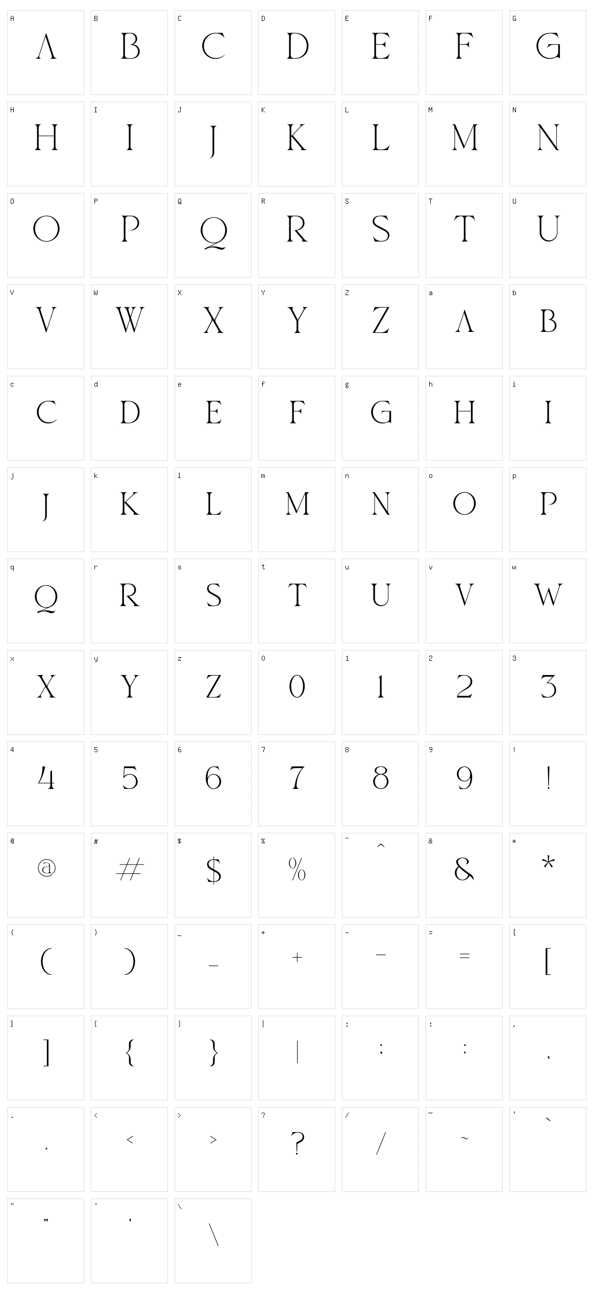 Crealen Character Set