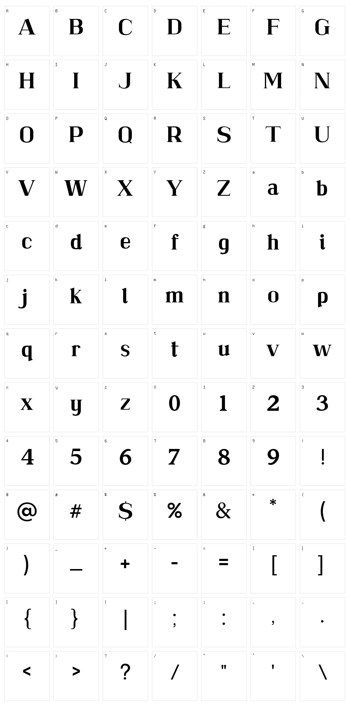 Cremiline Character Set