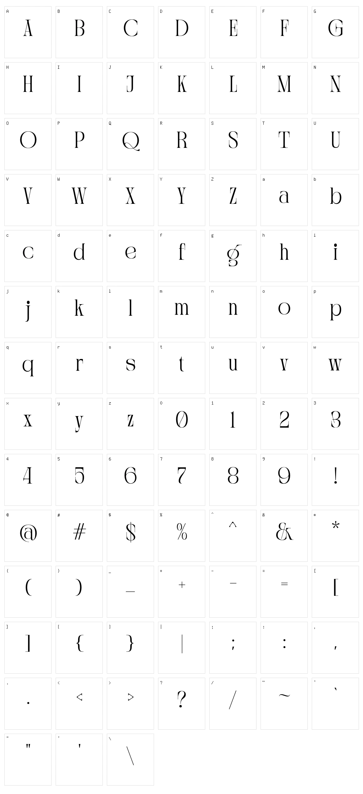 Crescent Slim Character Set