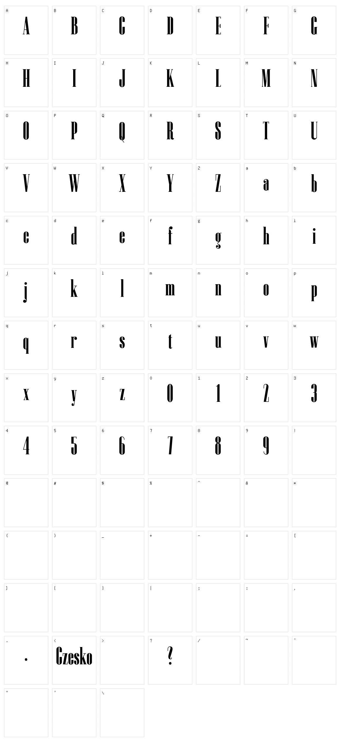 Czesko Character Set