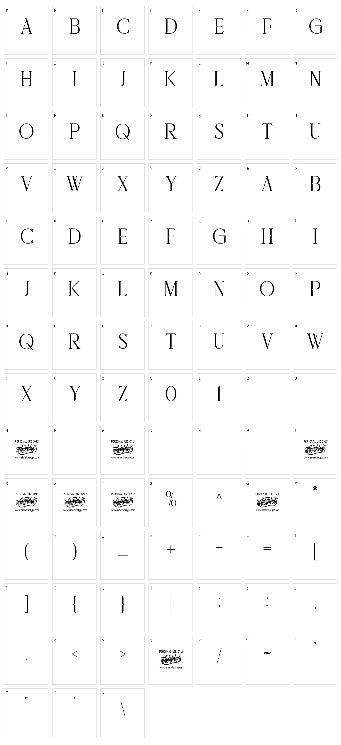 Delaproza Character Set