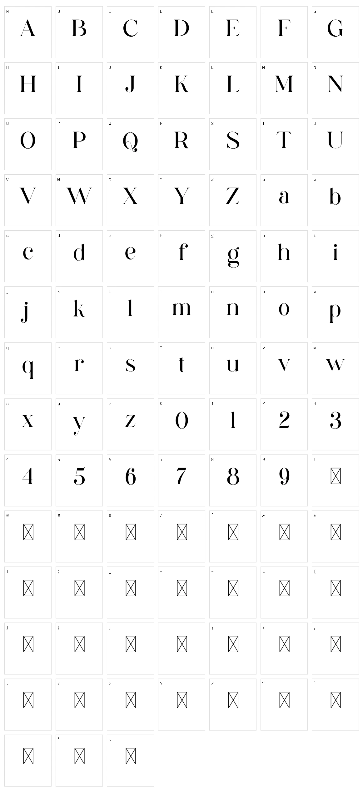 Denike Character Set