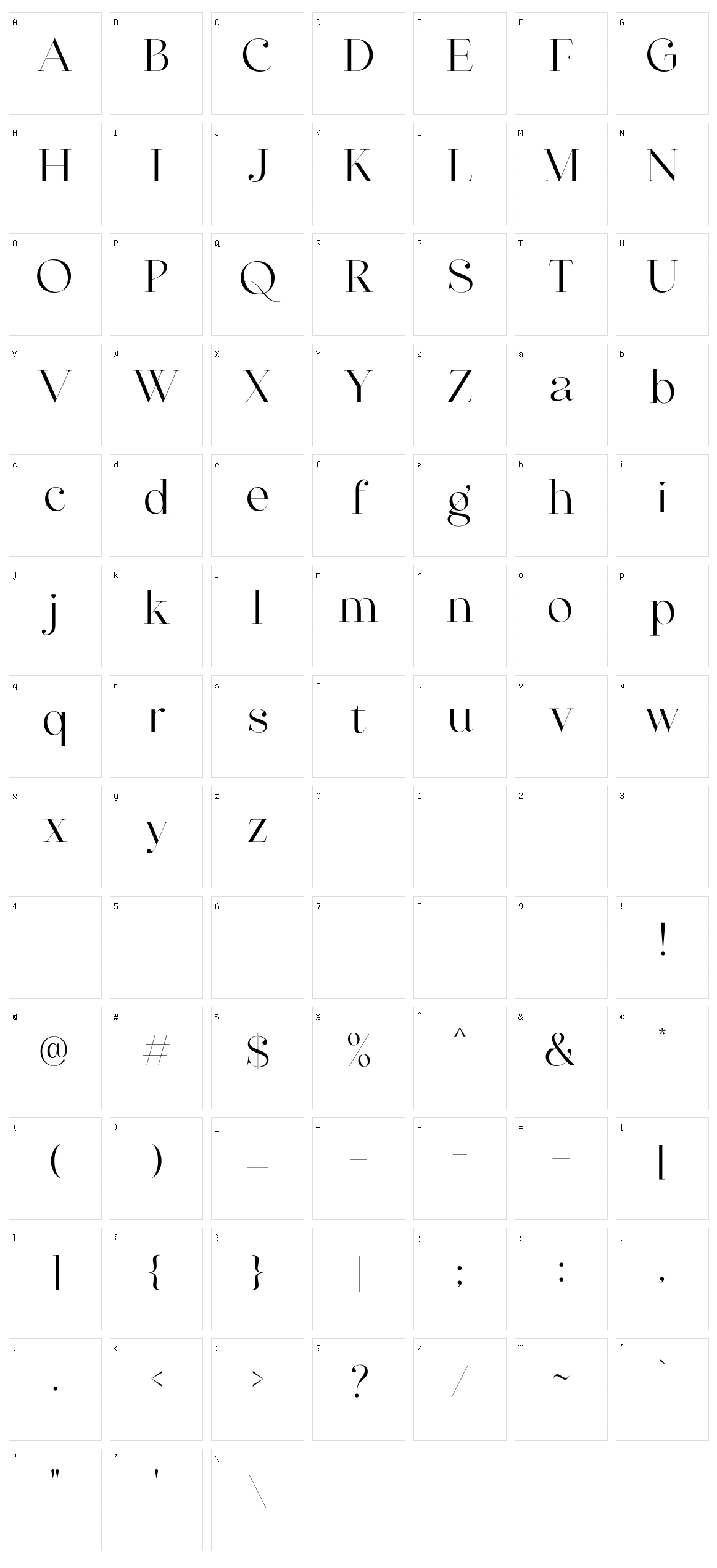 Diamond Bridge Character Set