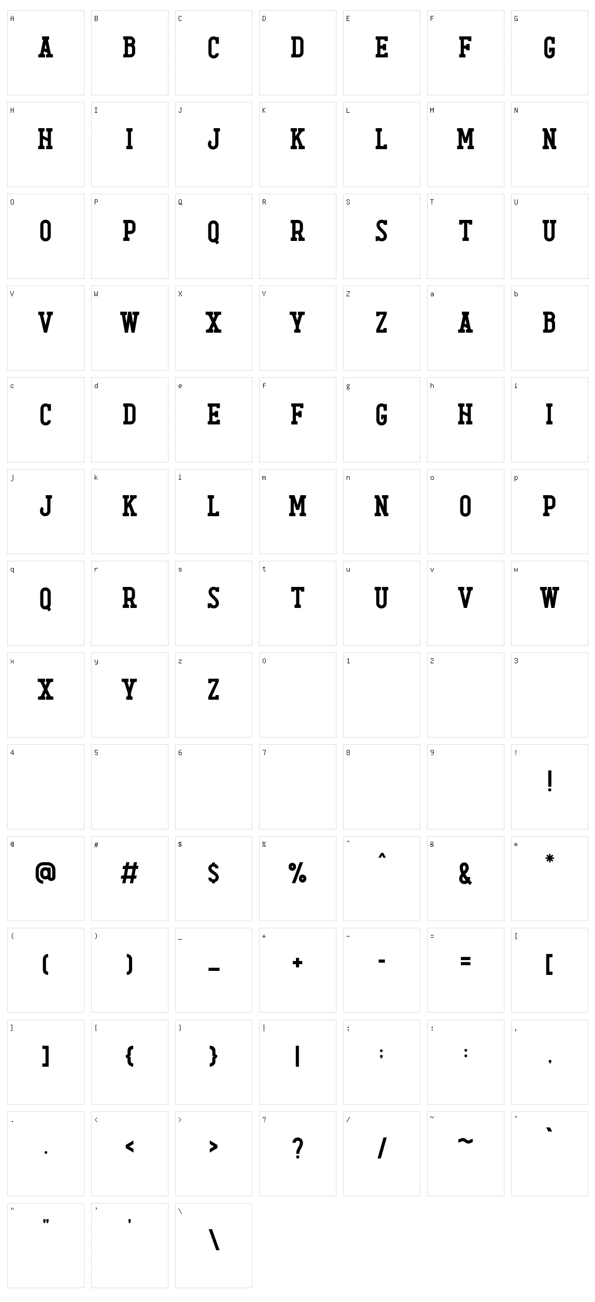Diamond Lake Character Set