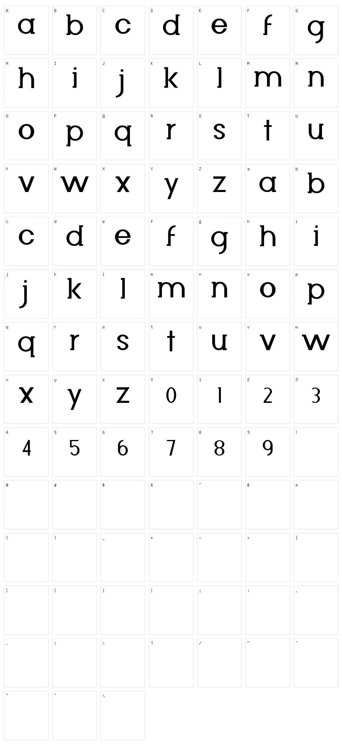 Diminuto Character Set