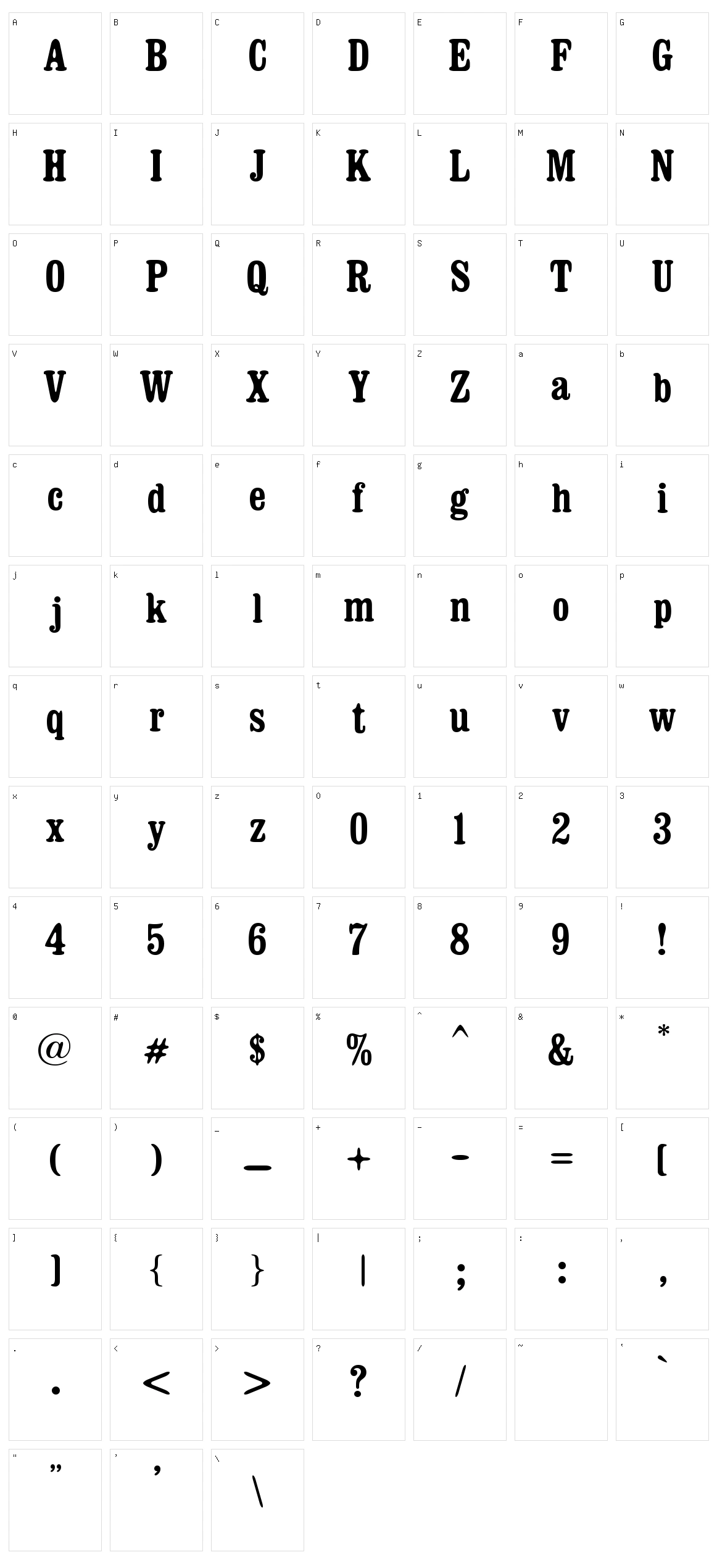 Dosmilcatorce Character Set