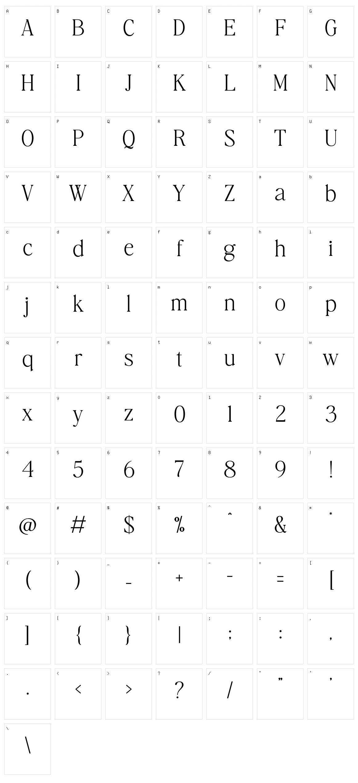 Dreaming Character Set