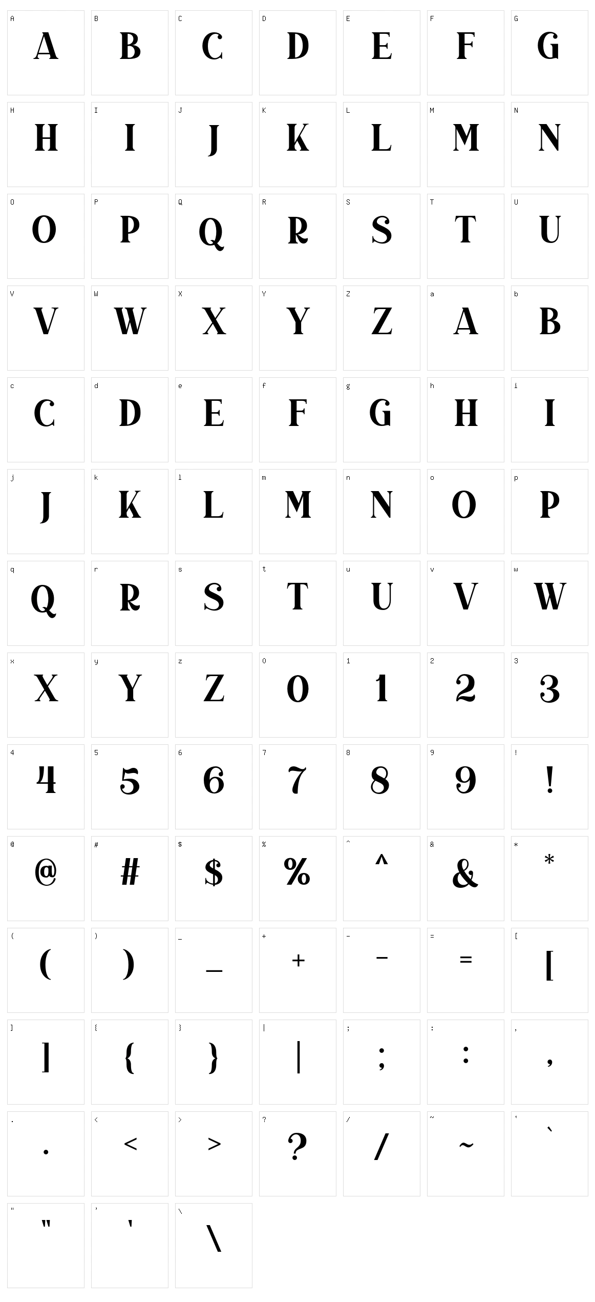 Duarose Serif Character Set
