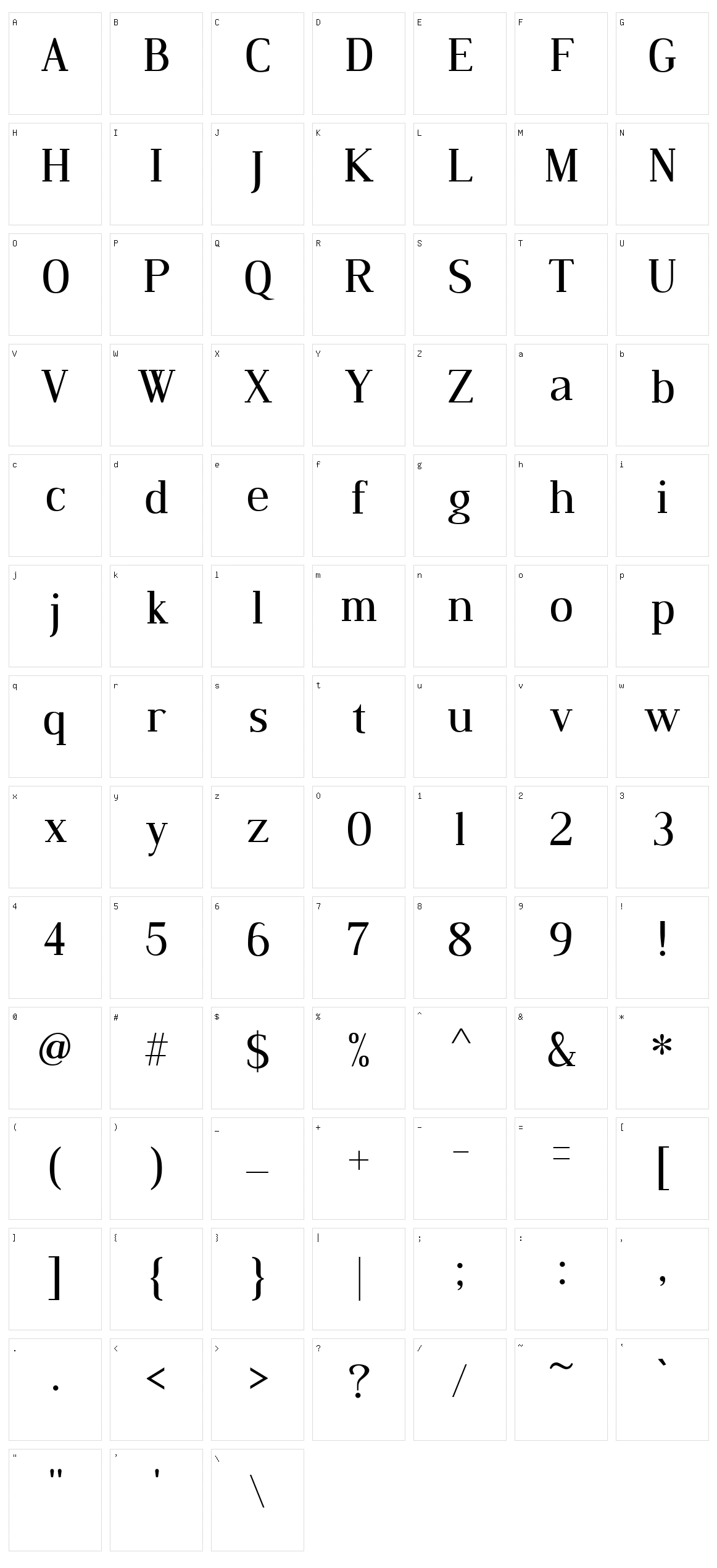 Dustismo Roman Character Set