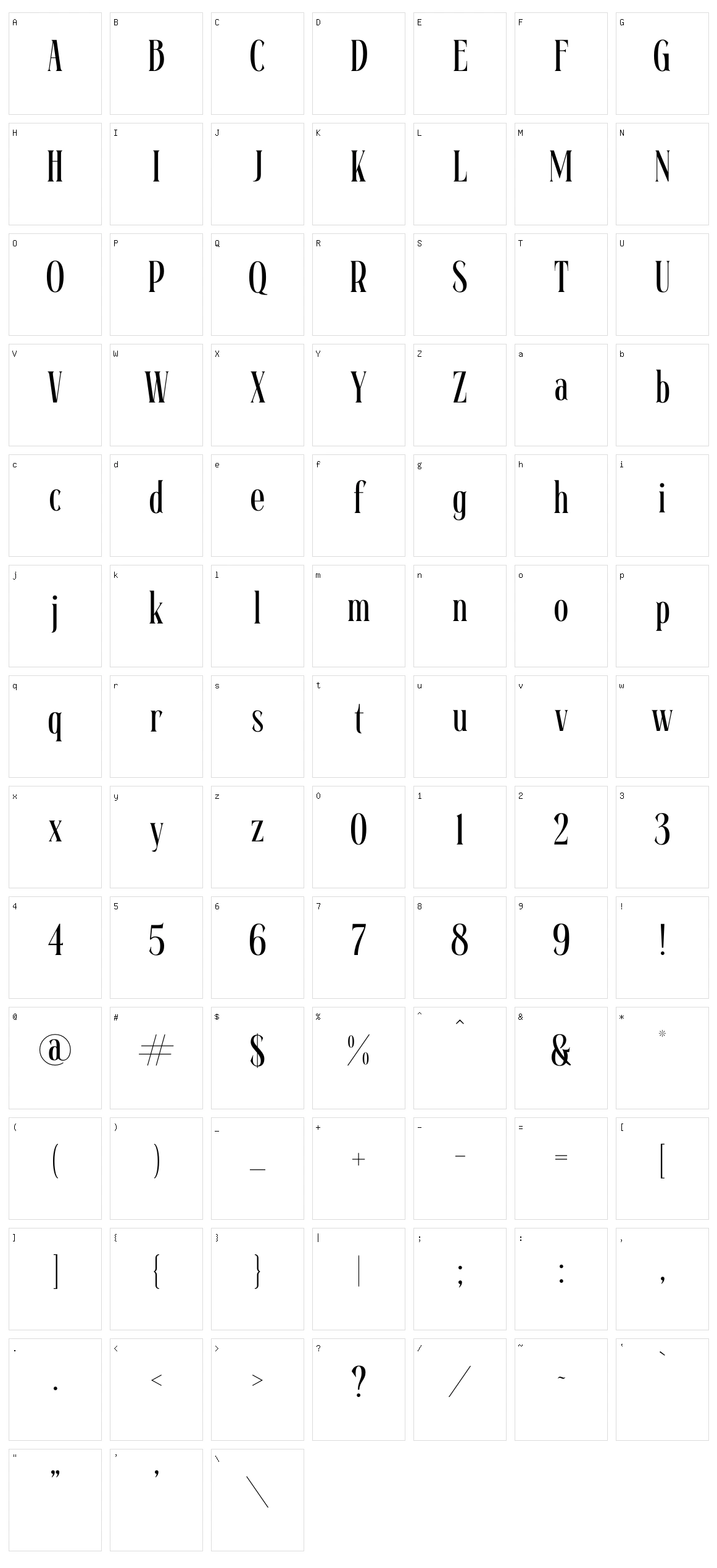 East Gravton Character Set