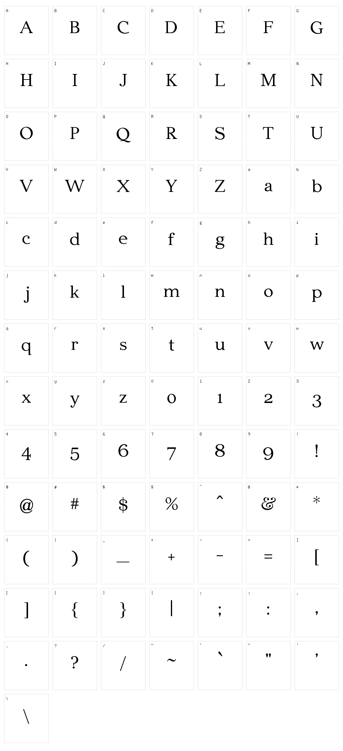 Edmundsbury Serif Character Set