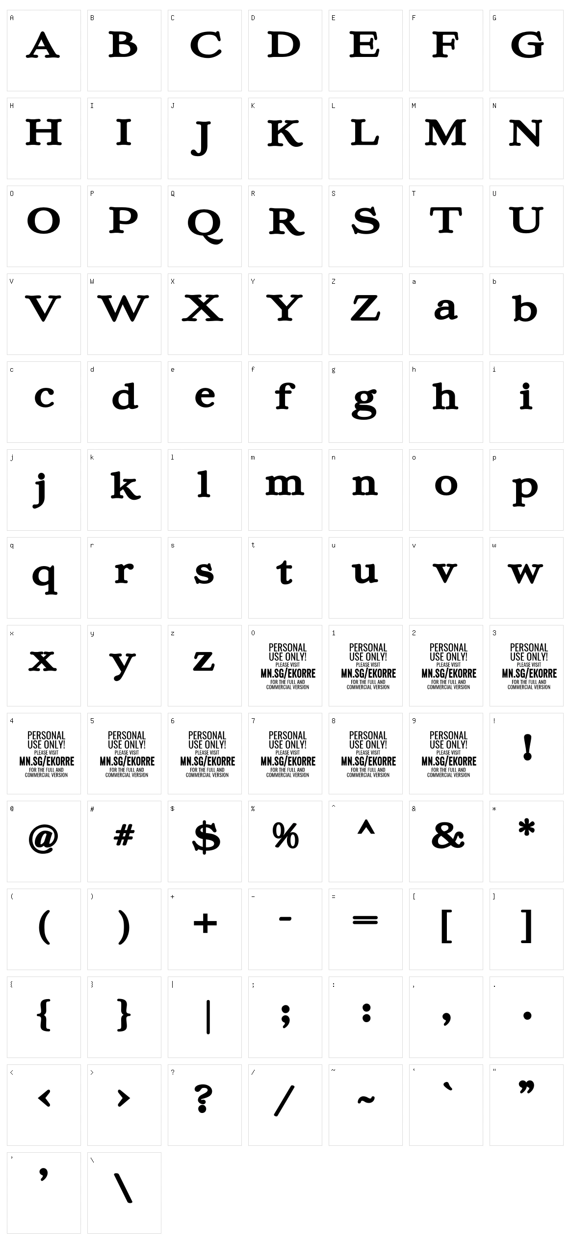 Ekorre Character Set