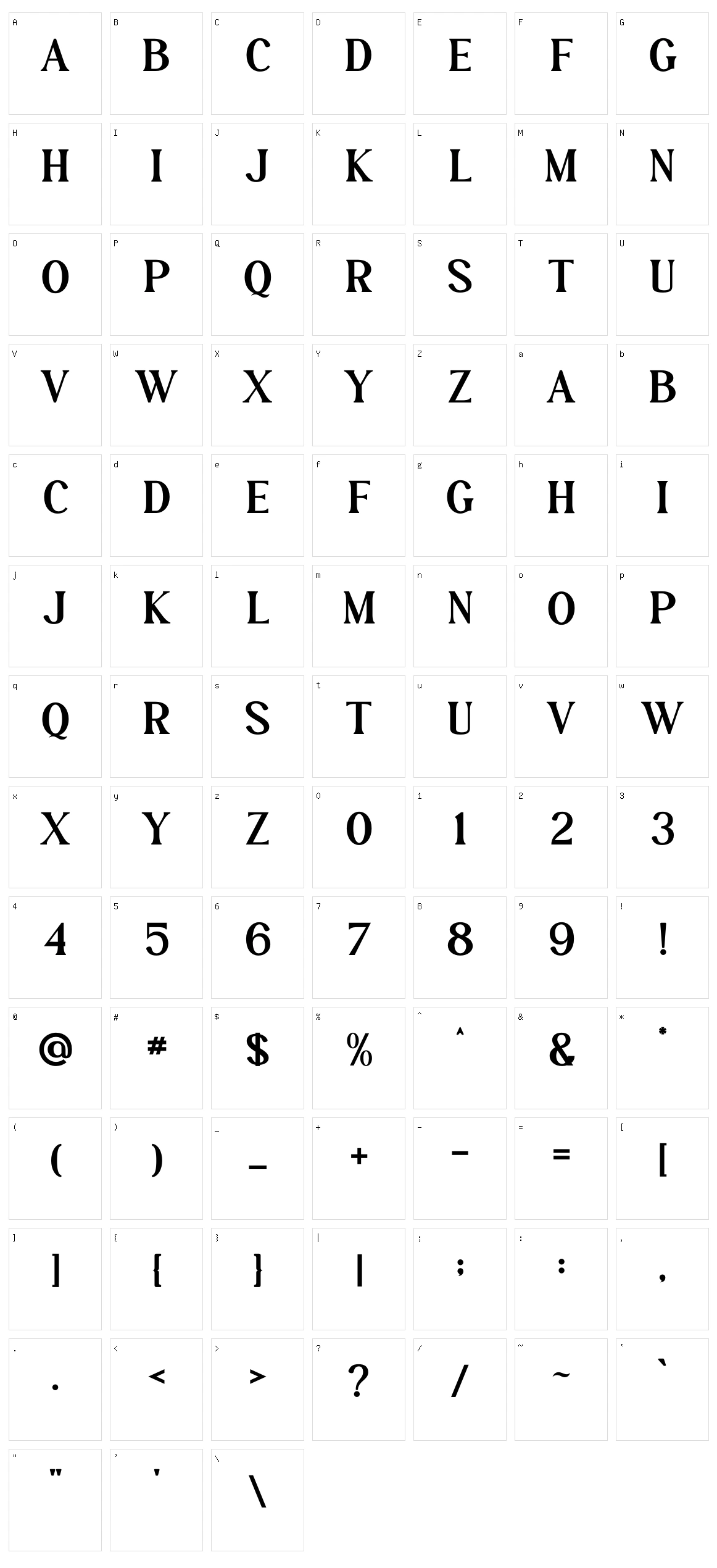 Ellfield Character Set