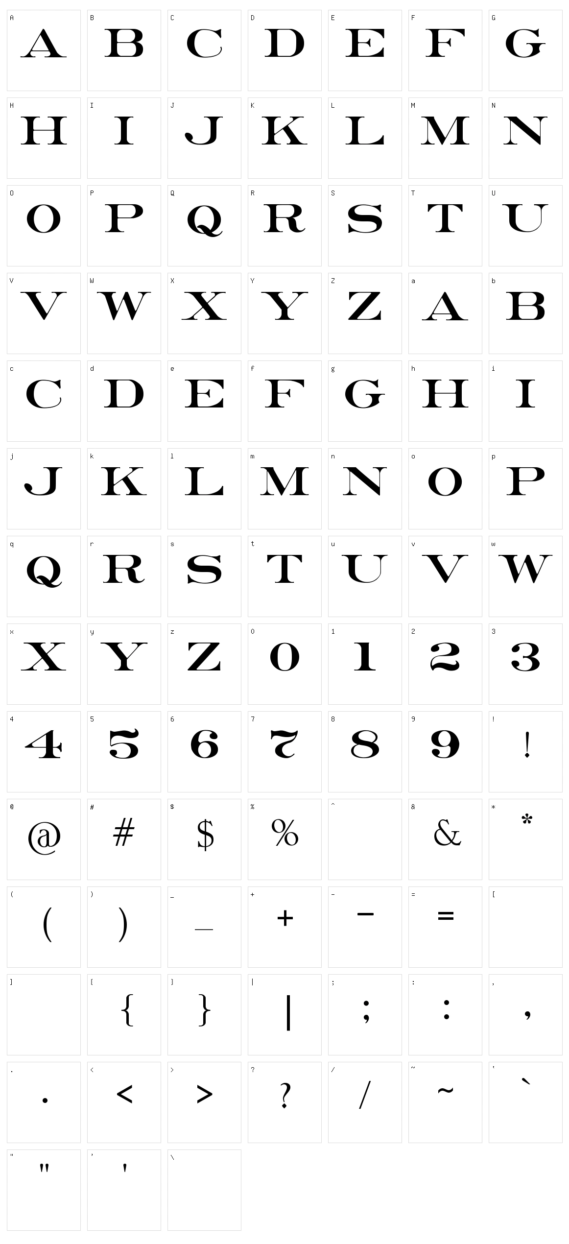 Erie Roman Character Set