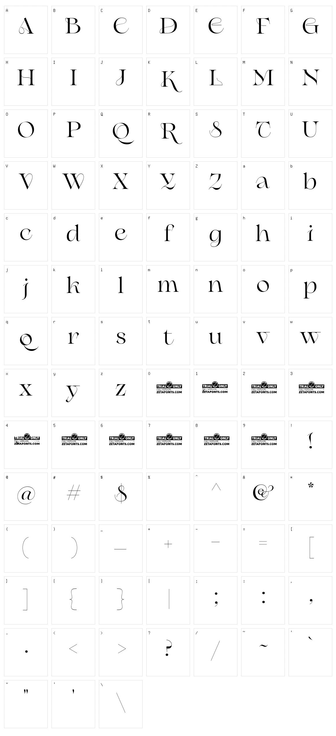 Erotique Character Set