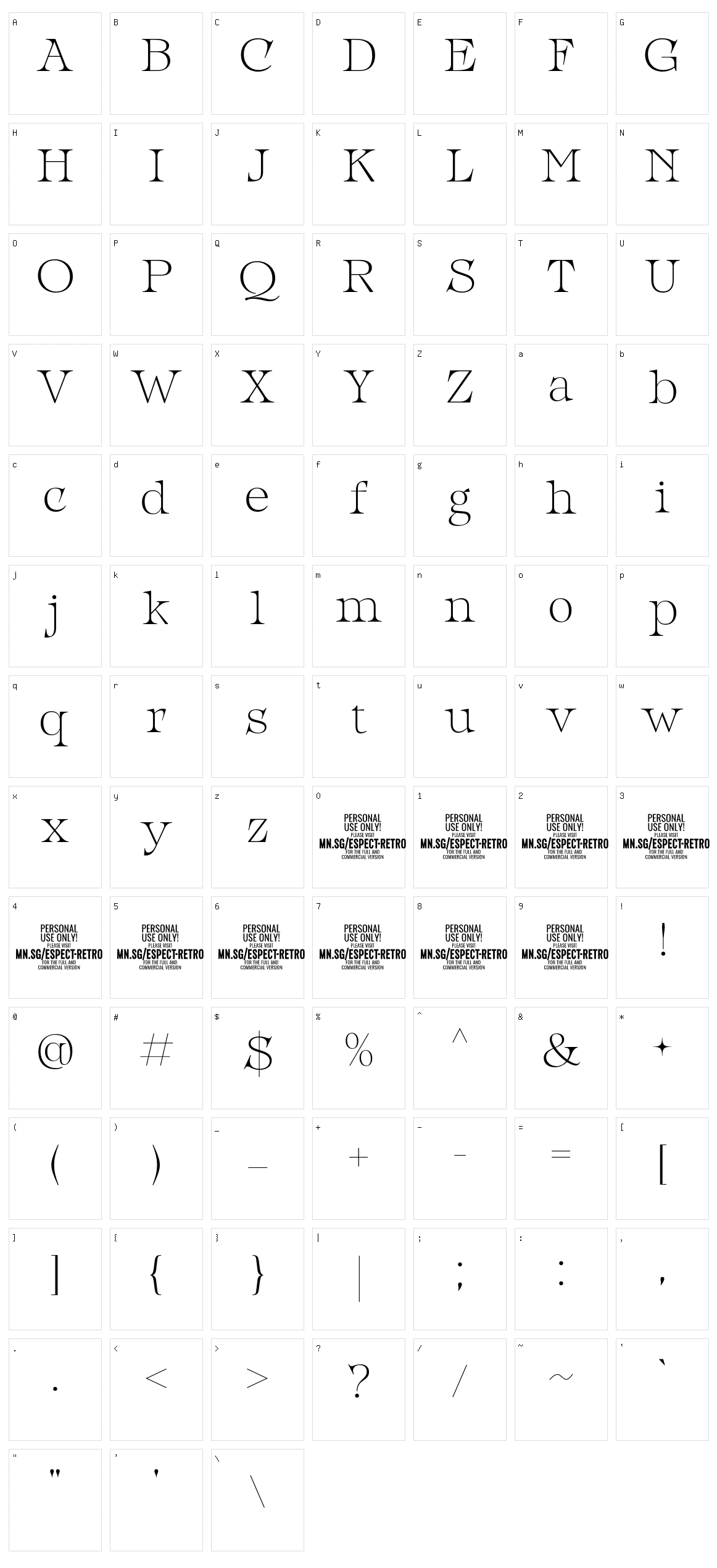 Espect Retro Character Set