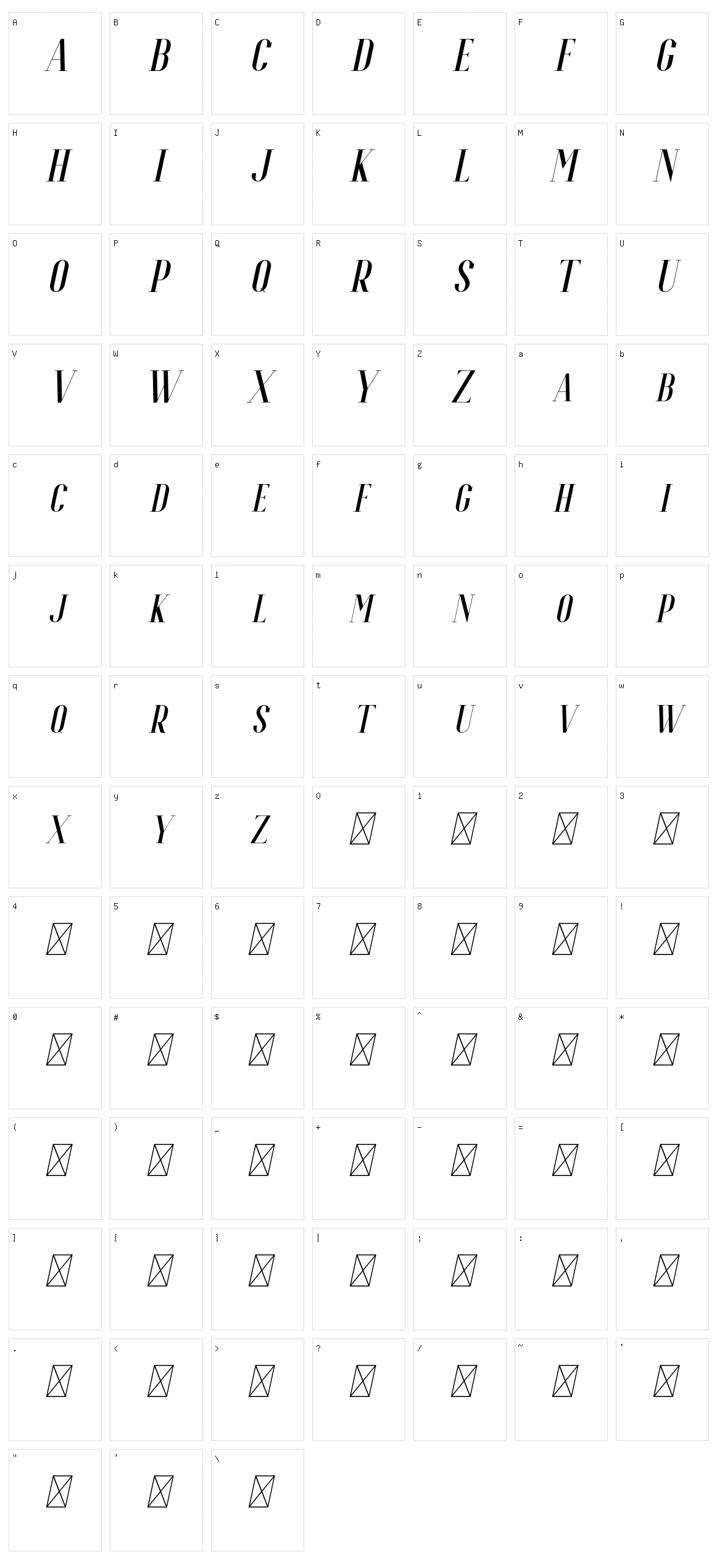 Espoir Serif Character Set