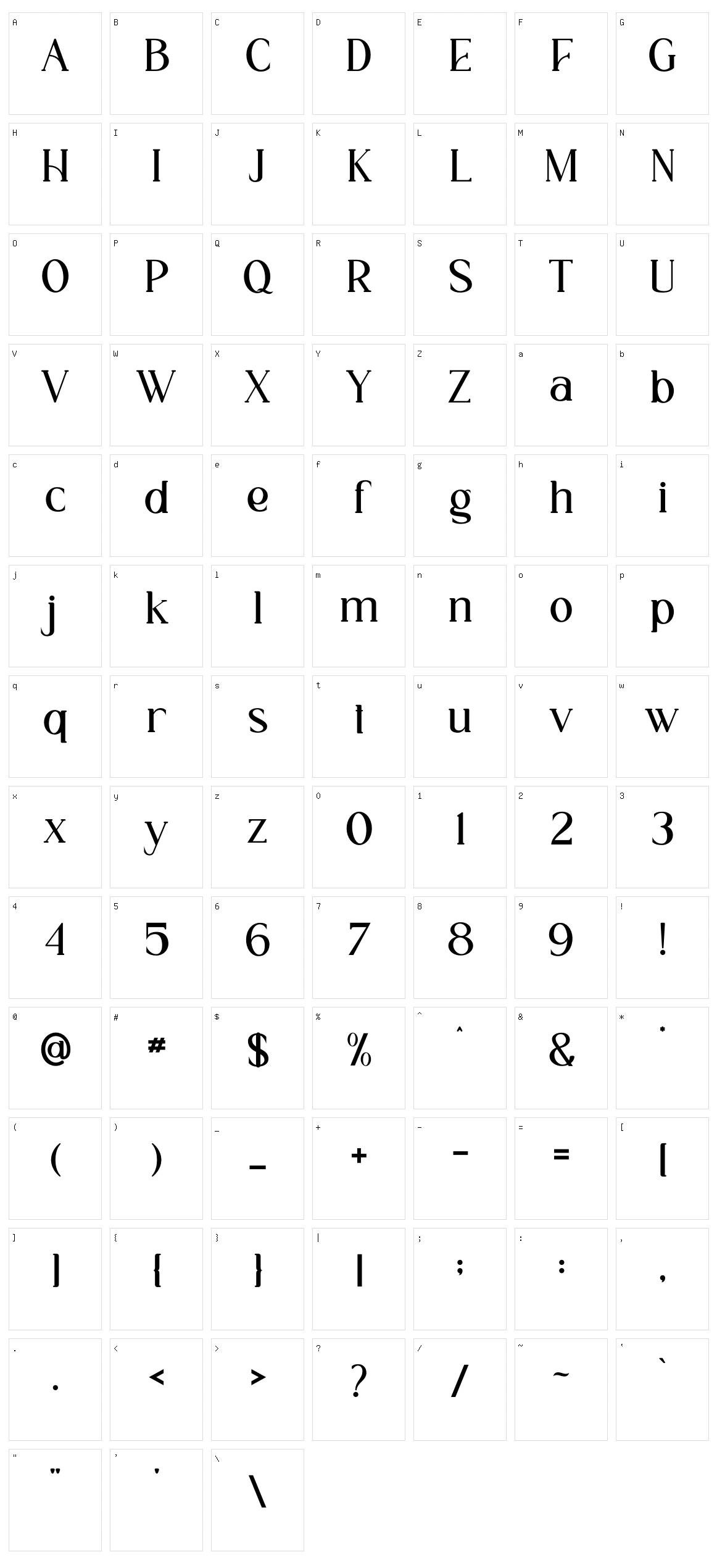Estrella Character Set