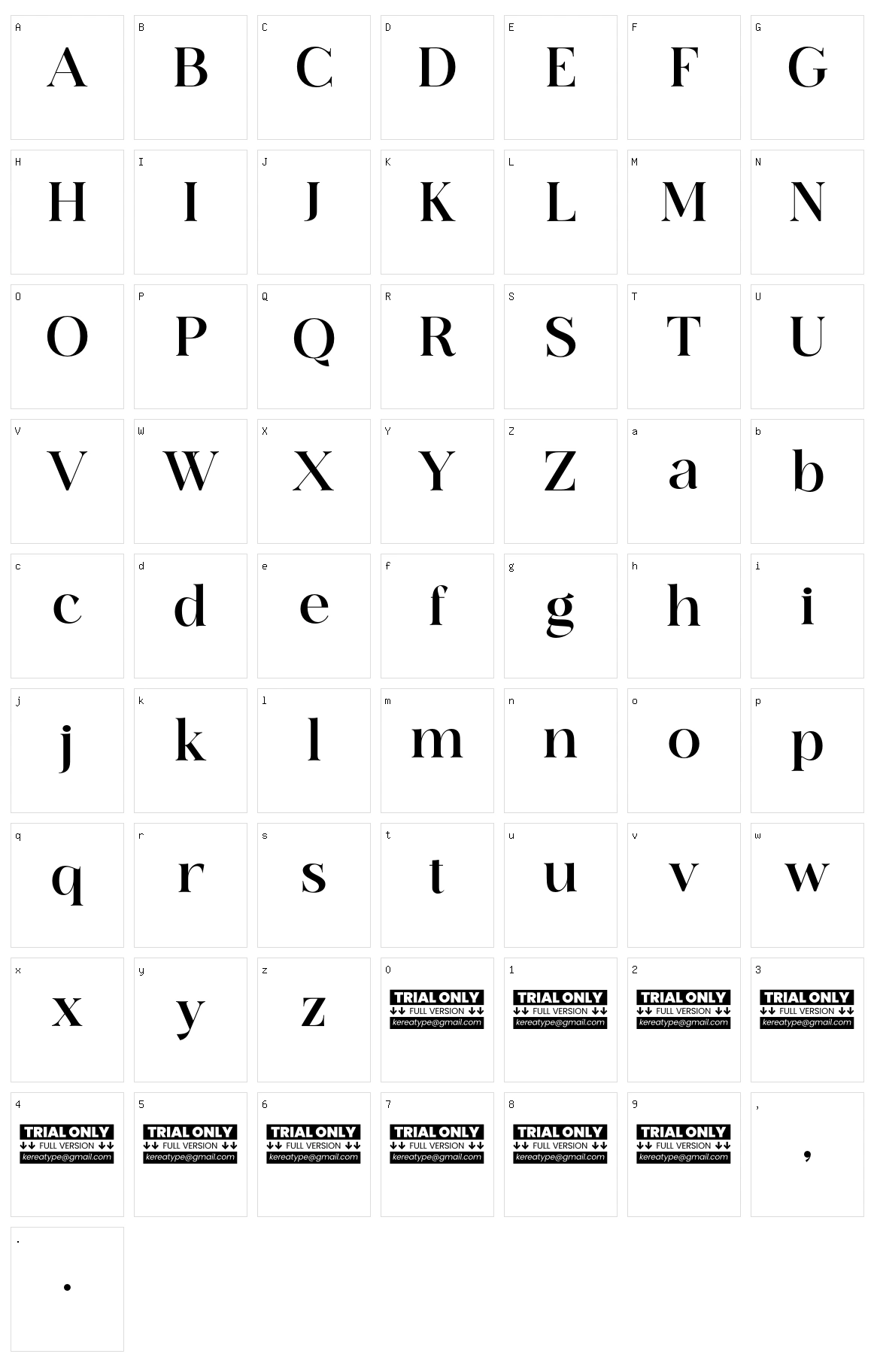 Ethereal Character Set