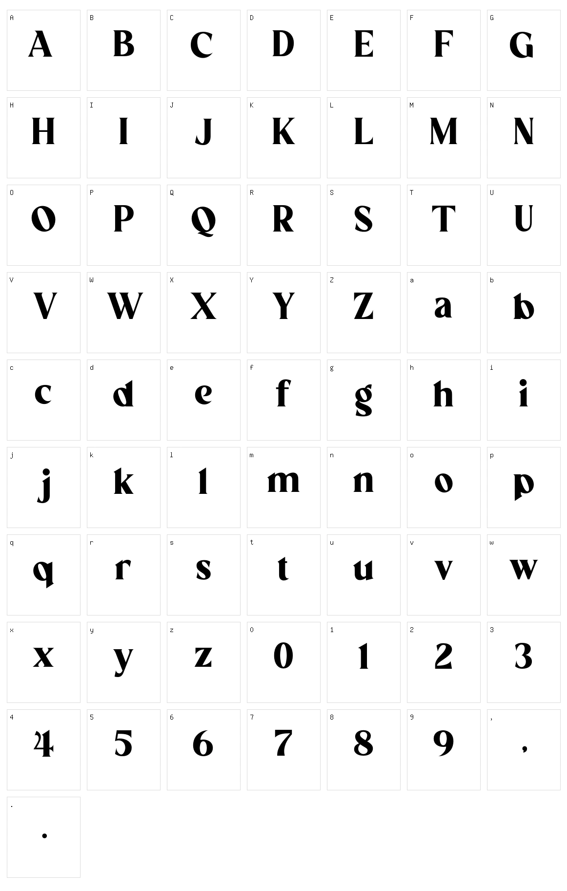 Evagrande Character Set