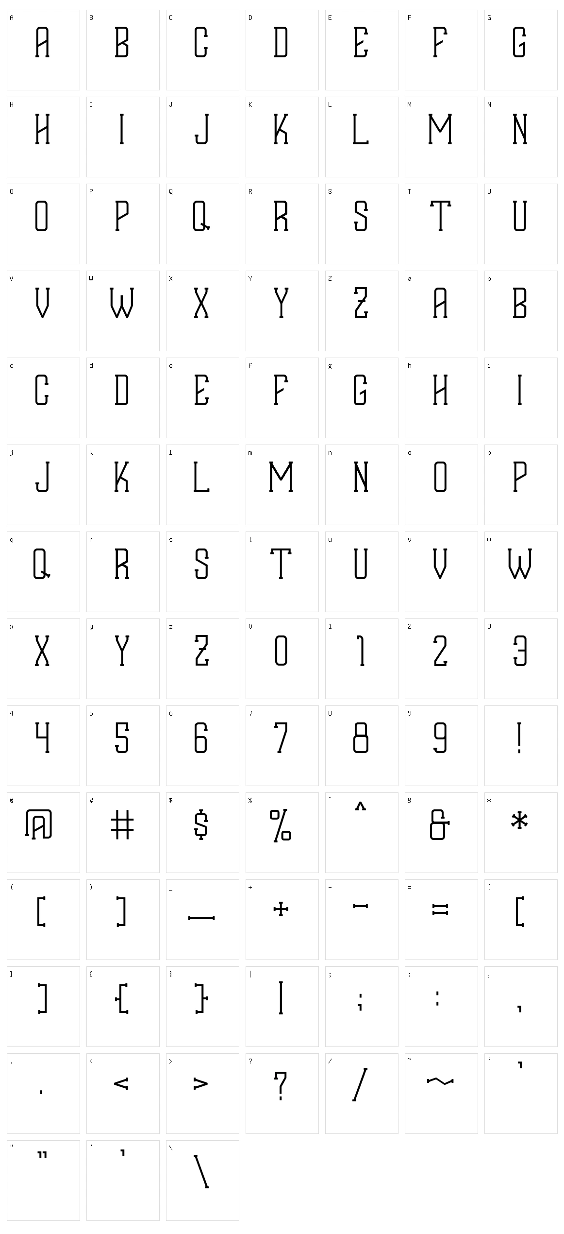 Evalia Character Set