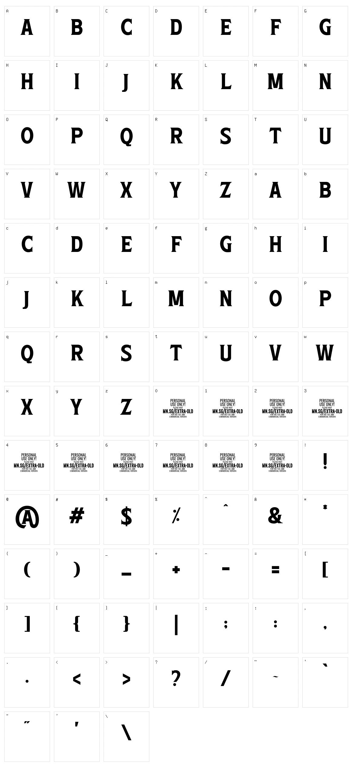 Extra Old Character Set