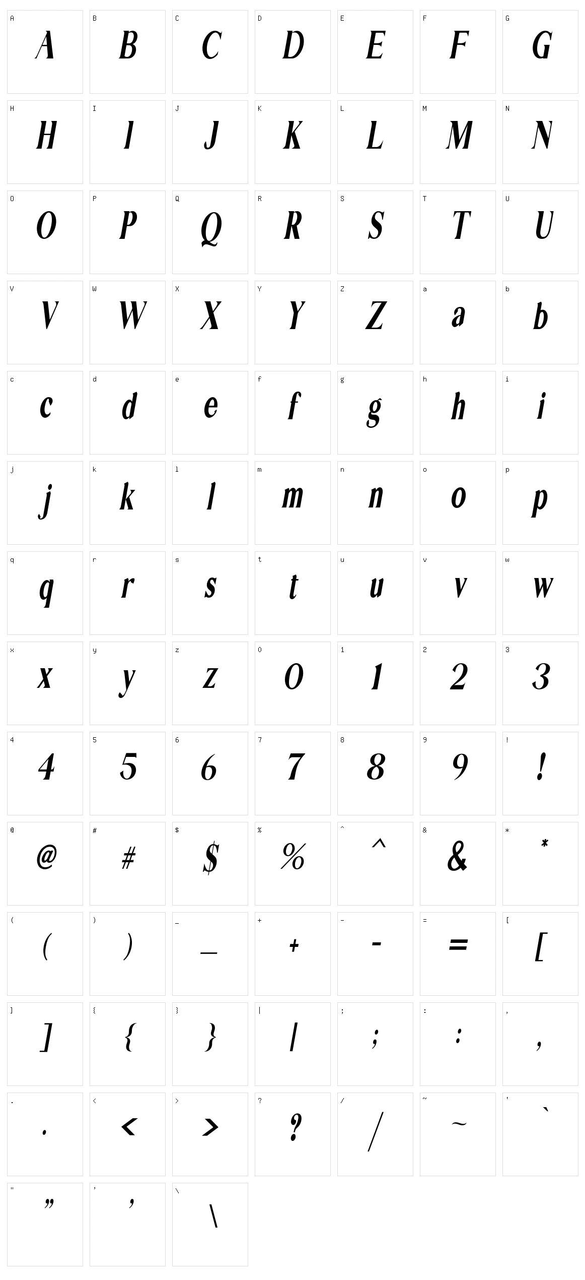 Extra Serif Character Set