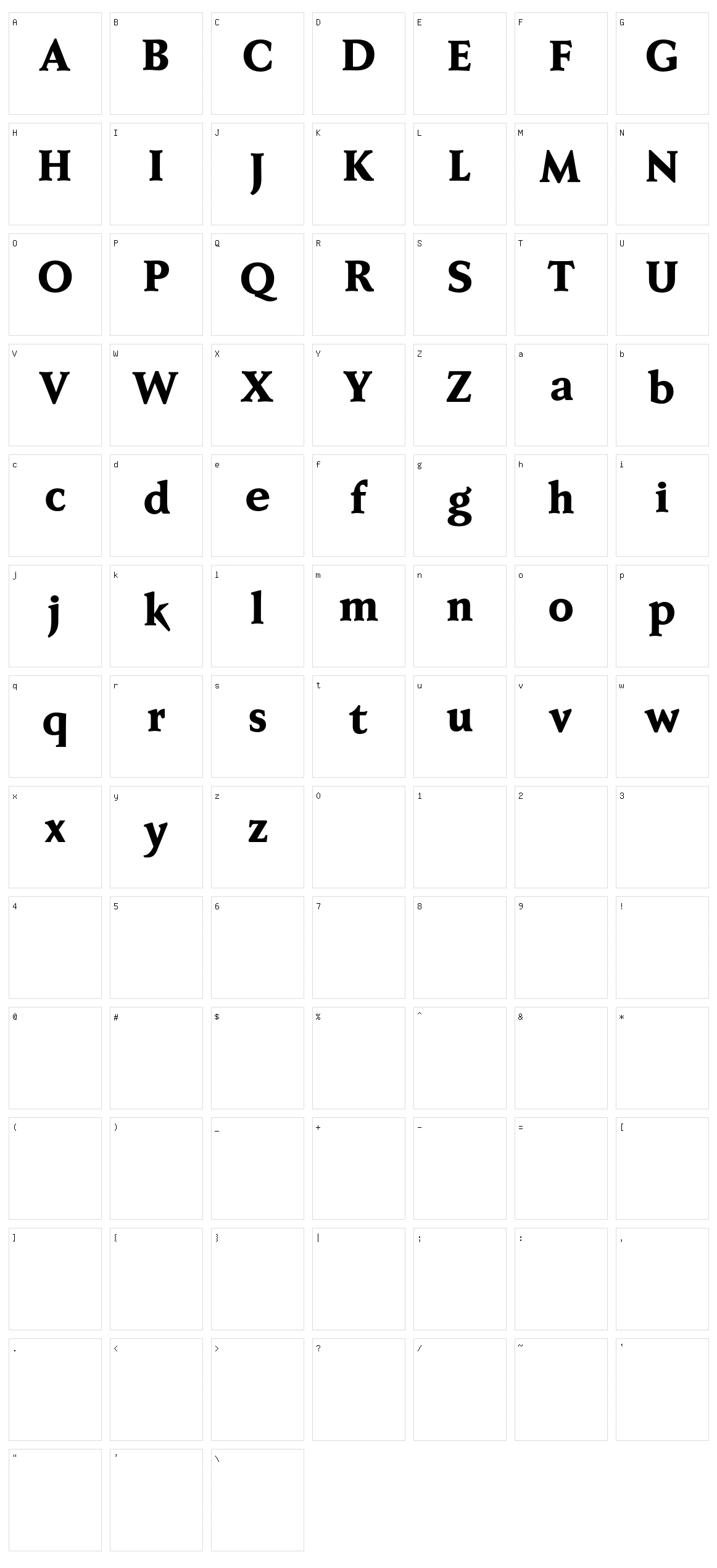 Faber Serif Character Set