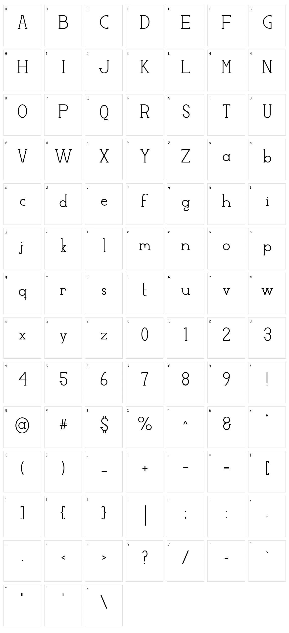 Factory LJDS Character Set