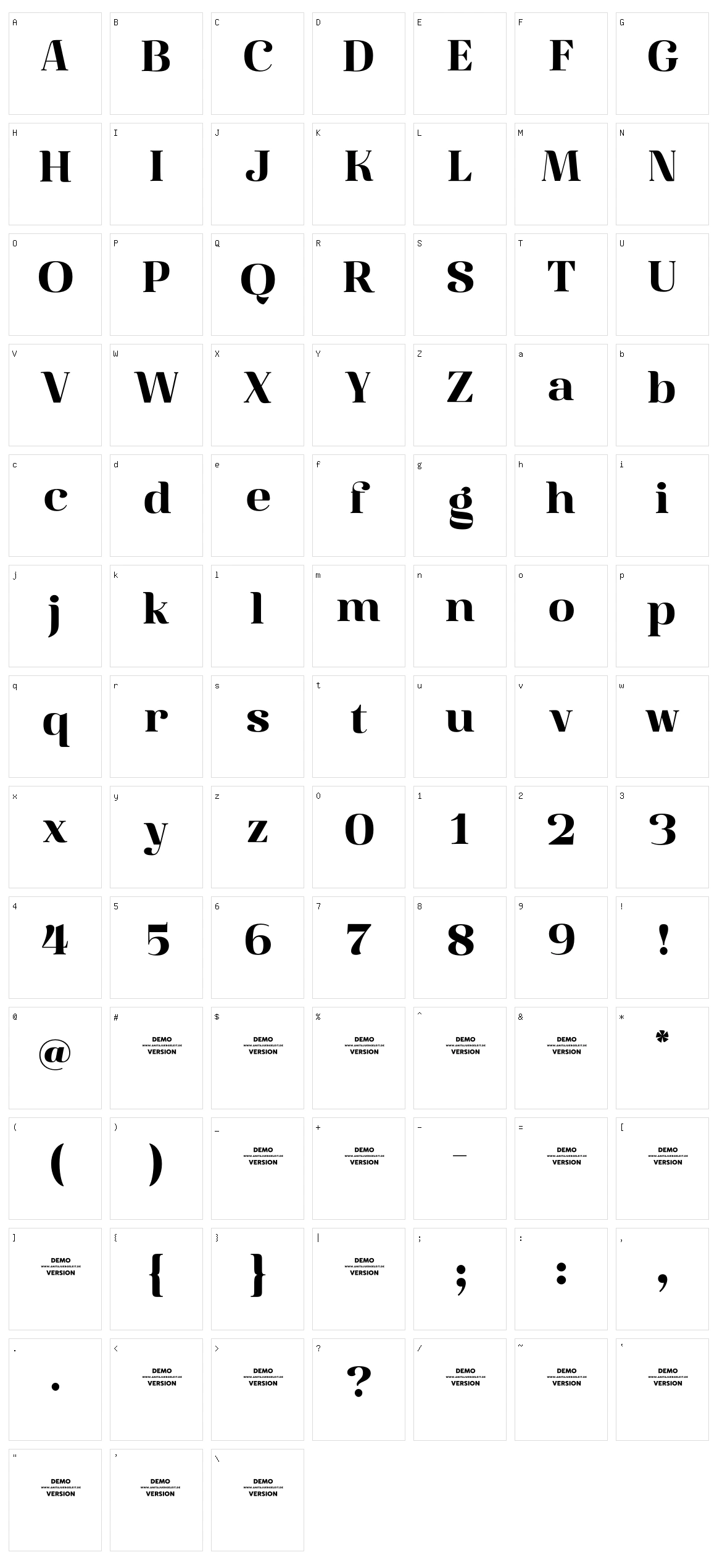 Famosa Character Set