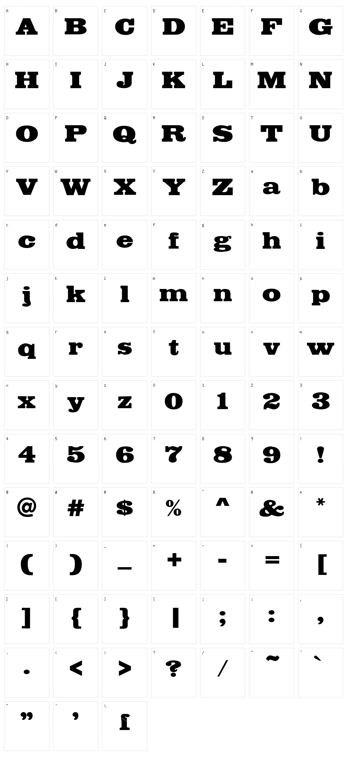 Fette Egyptienne Character Set