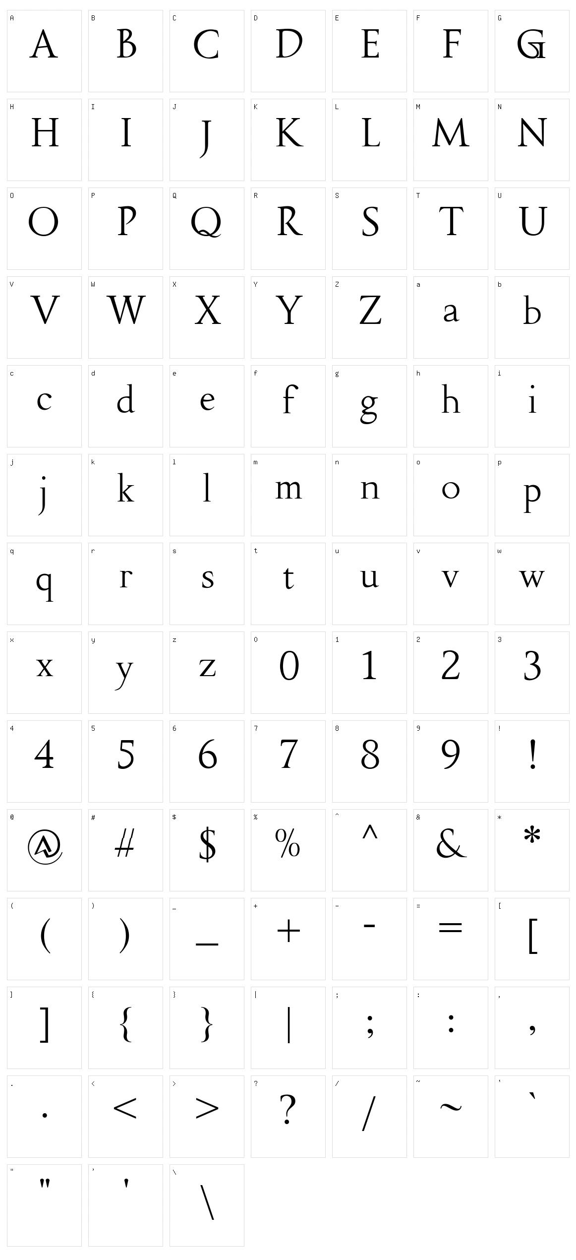 Fipty Serif Character Set